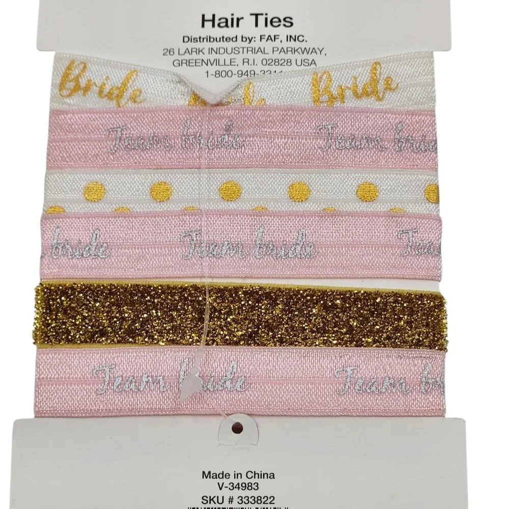 Will You Help Me‎ Tie The Knot Hair Ties 12 Pack Pink White Bridesmaids Wedding